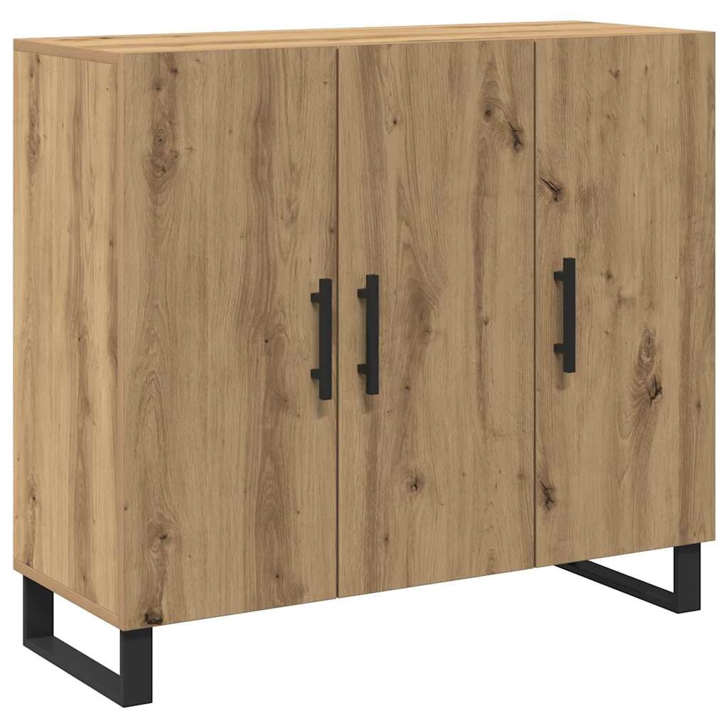 VidaXL Dressoir artisanaal eikenkleurig 90 x 34 x 80 cm Bewerkt hout