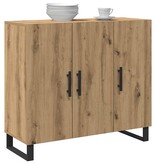 VidaXL Dressoir artisanaal eikenkleurig 90 x 34 x 80 cm Bewerkt hout