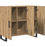 VidaXL Dressoir artisanaal eikenkleurig 90 x 34 x 80 cm Bewerkt hout