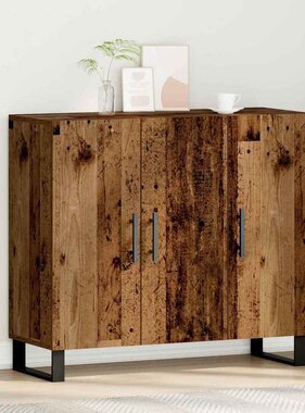 VidaXL Dressoir Oud hout 90 x 34 x 80 cm Bewerkt hout