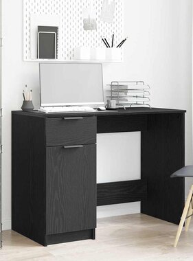 VidaXL Bureau met lade Zwart eiken 100 x 50 x 75 cm Bewerkt hout