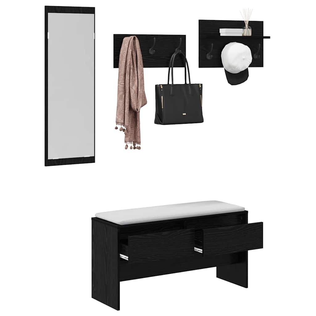 VidaXL Halmeubelset 4 pcs Oud Hout 90 x 31 x 46.5 cm Bewerkt hout