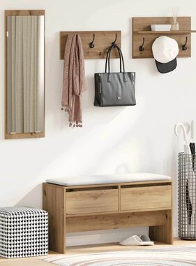 VidaXL Halmeubelset 4 pcs Zwart eiken 90 x 31 x 46.5 cm Bewerkt hout