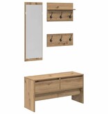 VidaXL Halmeubelset 4 pcs Zwart eiken 90 x 31 x 46.5 cm Bewerkt hout