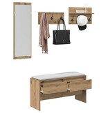 VidaXL Halmeubelset 4 pcs Zwart eiken 90 x 31 x 46.5 cm Bewerkt hout