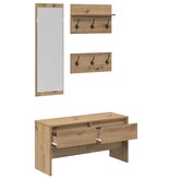 VidaXL Halmeubelset 4 pcs Zwart eiken 90 x 31 x 46.5 cm Bewerkt hout