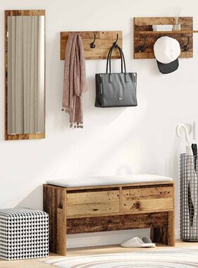 VidaXL Halmeubelset met lade Oud hout 90 x 31 x 46,5 cm Bewerkt hout