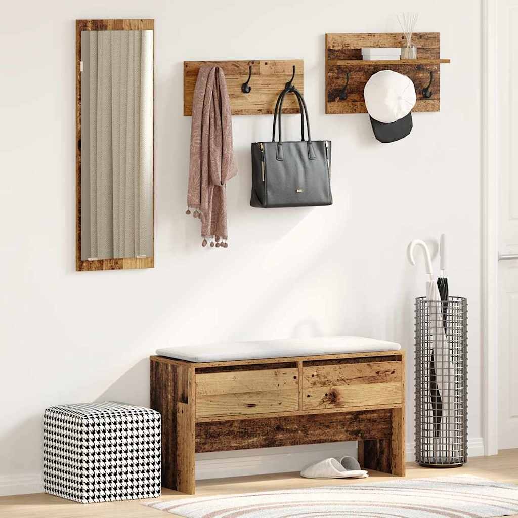 VidaXL Halmeubelset met lade Oud hout 90 x 31 x 46,5 cm Bewerkt hout