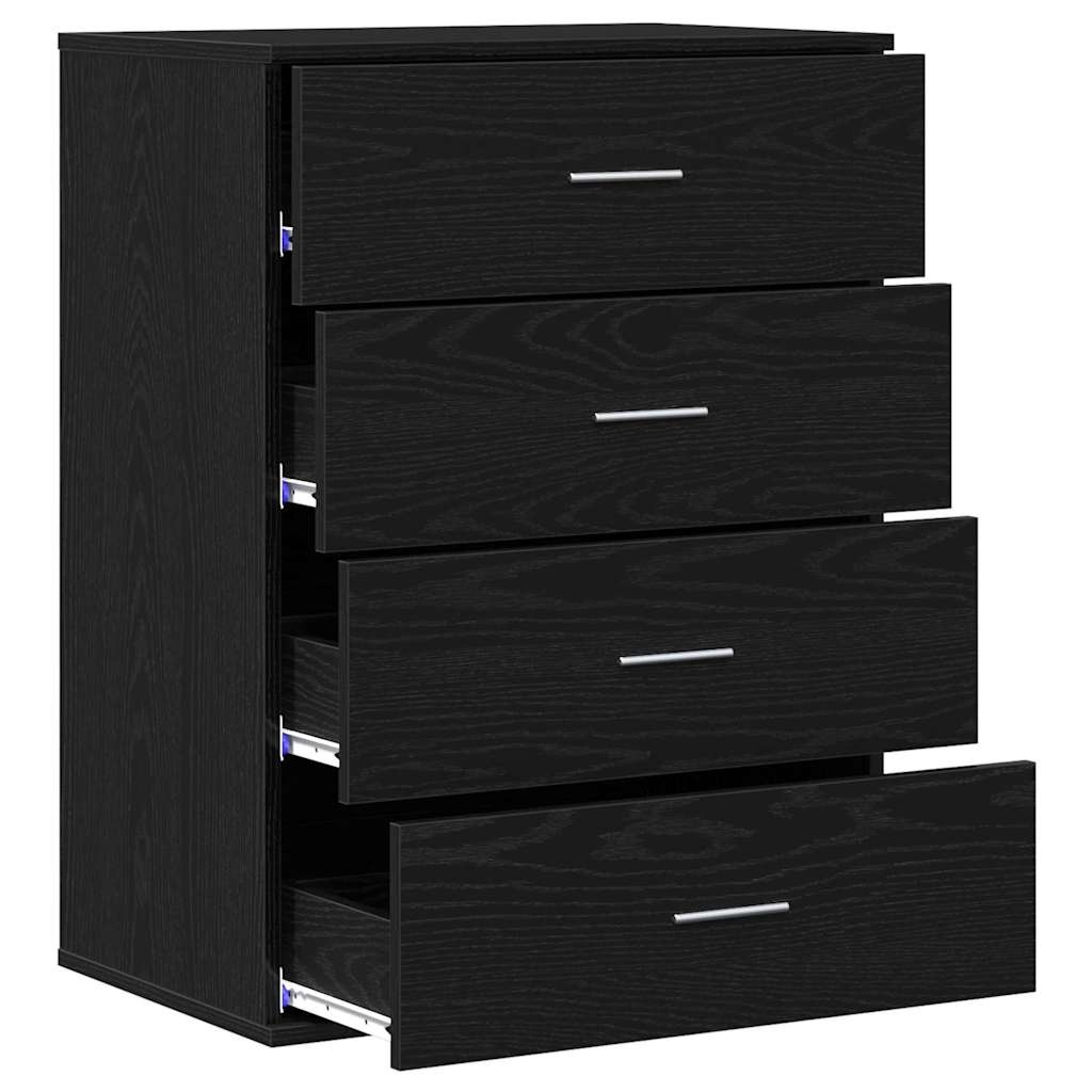 VidaXL Dressoir met lade Zwart eiken 60 x 39 x 80 cm Bewerkt hout