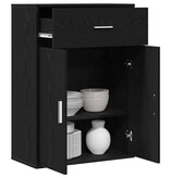 VidaXL Dressoir met lade Zwart eiken 79 x 38 x 80 cm Bewerkt hout