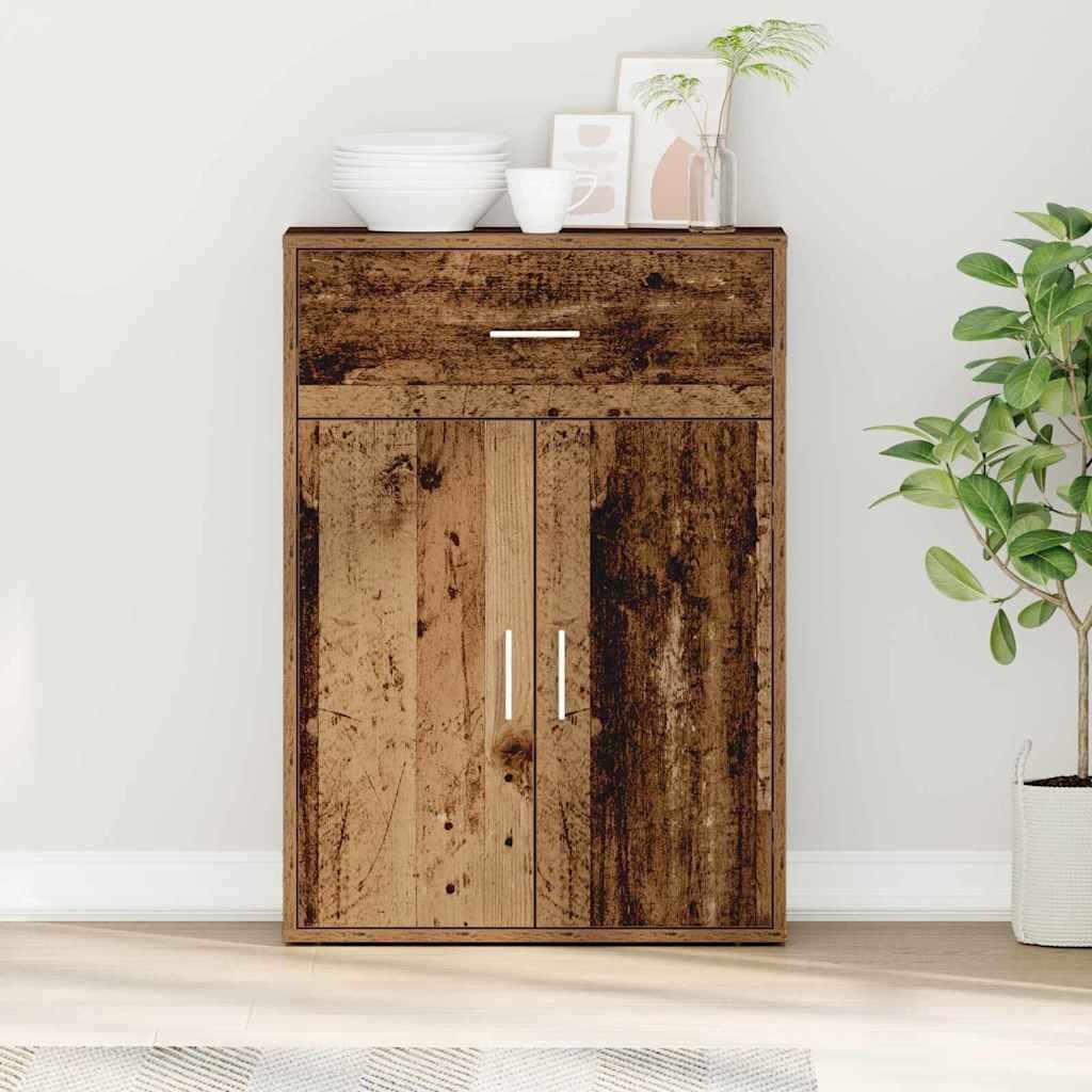 VidaXL Dressoir met lade Oud hout 79 x 38 x 80 cm Bewerkt hout