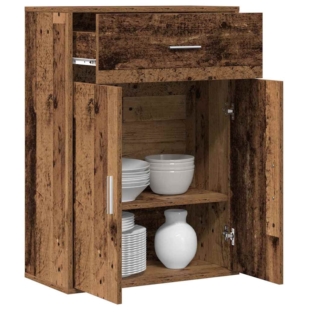 VidaXL Dressoir met lade Oud hout 79 x 38 x 80 cm Bewerkt hout