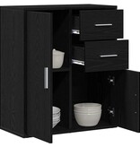 VidaXL Dressoir met lade Zwart eiken 60 x 31 x 70 cm Bewerkt hout
