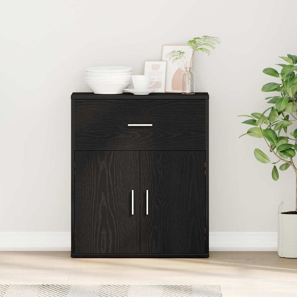 VidaXL Dressoir met lade Zwart eiken 60 x 31 x 70 cm Bewerkt hout