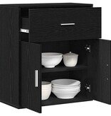 VidaXL Dressoir met lade Zwart eiken 60 x 31 x 70 cm Bewerkt hout