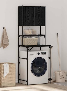 VidaXL Wasmachinekast Zwart eiken 68 x 48,5 x 194 cm