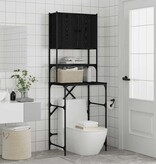 VidaXL Wasmachinekast Zwart eiken 68 x 48,5 x 194 cm