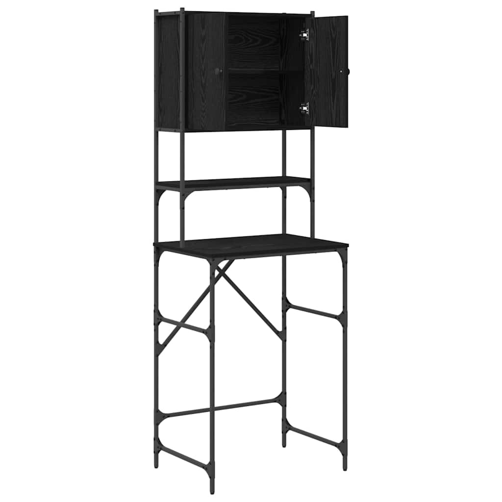 VidaXL Wasmachinekast Zwart eiken 68 x 48,5 x 194 cm