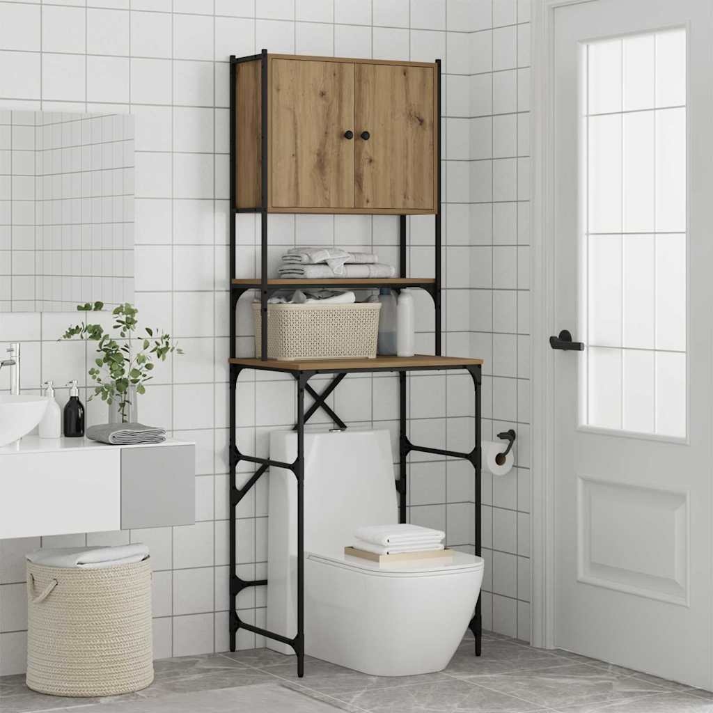 VidaXL Wasmachinekast artisanaal eikenkleurig 68 x 48,5 x 194 cm