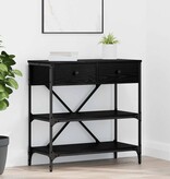 VidaXL Wandtafel met lade met plank Zwart eiken Bewerkt hout