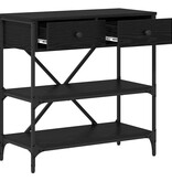 VidaXL Wandtafel met lade met plank Zwart eiken Bewerkt hout