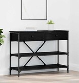 VidaXL Wandtafel met lade met plank Zwart eiken Bewerkt hout