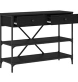 VidaXL Wandtafel met lade met plank Zwart eiken Bewerkt hout