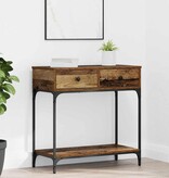 VidaXL Wandtafel met lade Oud hout 75 x 34.5 x 75 cm Bewerkt hout