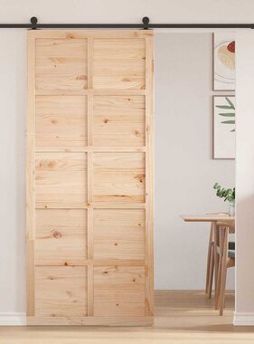 VidaXL Schuifdeur Bruin 80 x 210 cm Massief grenenhout