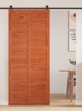 VidaXL Schuifdeur Wasbruin 90 x 210 cm Massief grenenhout