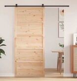 VidaXL Schuifdeur Naturel 80 x 208 cm Massief grenenhout