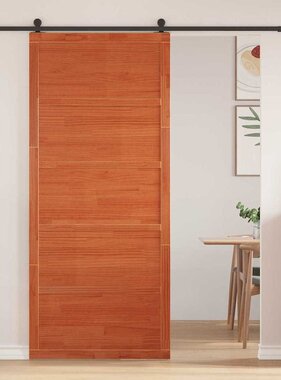 VidaXL Schuifdeur Wasbruin 90 x 208 cm Massief grenenhout