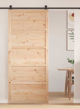 VidaXL Schuifdeur Naturel 90 x 208 cm Massief grenenhout