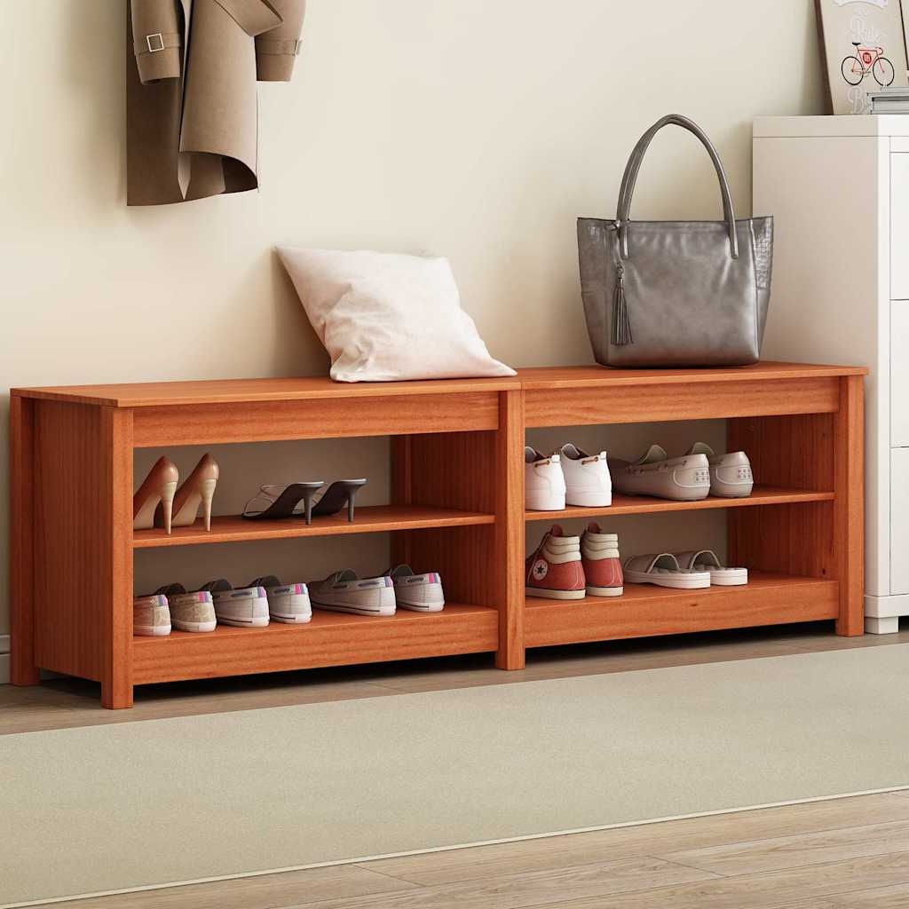 VidaXL Schoenenbank Wasbruin 160 x 36,5 x 50 cm Massief grenenhout