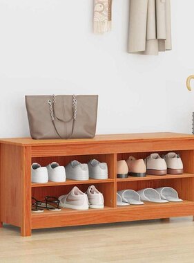 VidaXL Schoenenbank Wasbruin 110 x 38 x 45.5 cm Massief grenenhout