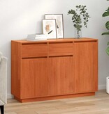 VidaXL Dressoir met lade Wasbruin 110 x 34 x 75 cm Massief grenenhout