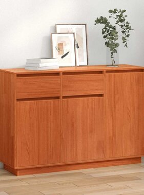 VidaXL Dressoir met lade Wasbruin 110 x 34 x 75 cm Massief grenenhout