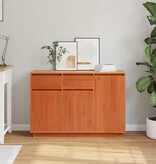 VidaXL Dressoir met lade Wasbruin 110 x 34 x 75 cm Massief grenenhout
