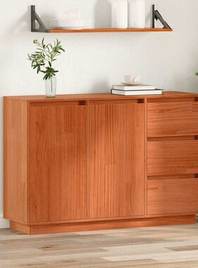 VidaXL Dressoir met lade Bruin 111 x 34 x 75 cm Massief grenenhout