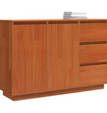 VidaXL Dressoir met lade Bruin 111 x 34 x 75 cm Massief grenenhout