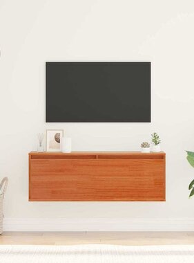 VidaXL Wandkast Wasbruin 100 x 30 x 35 cm Massief grenenhout