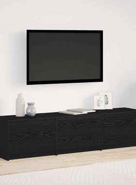 VidaXL TV-kast met lade Zwart eiken 162,5 x 34 x 40 cm Bewerkt hout