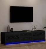 VidaXL TV-kast met lade Zwart eiken 162,5 x 34 x 40 cm Bewerkt hout