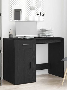 VidaXL Bureau met lade Zwart Eiken 100 x 49 x 75 cm Bewerkt hout