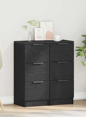 VidaXL Dressoirs 2 pcs Zwart eiken 30 x 30 x 70 cm Bewerkt hout