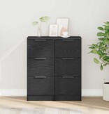 VidaXL Dressoirs 2 pcs Zwart eiken 30 x 30 x 70 cm Bewerkt hout