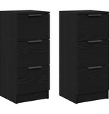 VidaXL Dressoirs 2 pcs Zwart eiken 30 x 30 x 70 cm Bewerkt hout