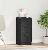 VidaXL Zwarte Eiken Dressoir Zwart eiken 30 x 30 x 70 cm Bewerkt hout