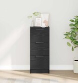 VidaXL Zwarte Eiken Dressoir Zwart eiken 30 x 30 x 70 cm Bewerkt hout
