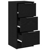 VidaXL Zwarte Eiken Dressoir Zwart eiken 30 x 30 x 70 cm Bewerkt hout